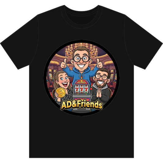 AD & Friends Slots Official Logo T-Shirt – Casino Crew Edition (Updated with Jenny!)
