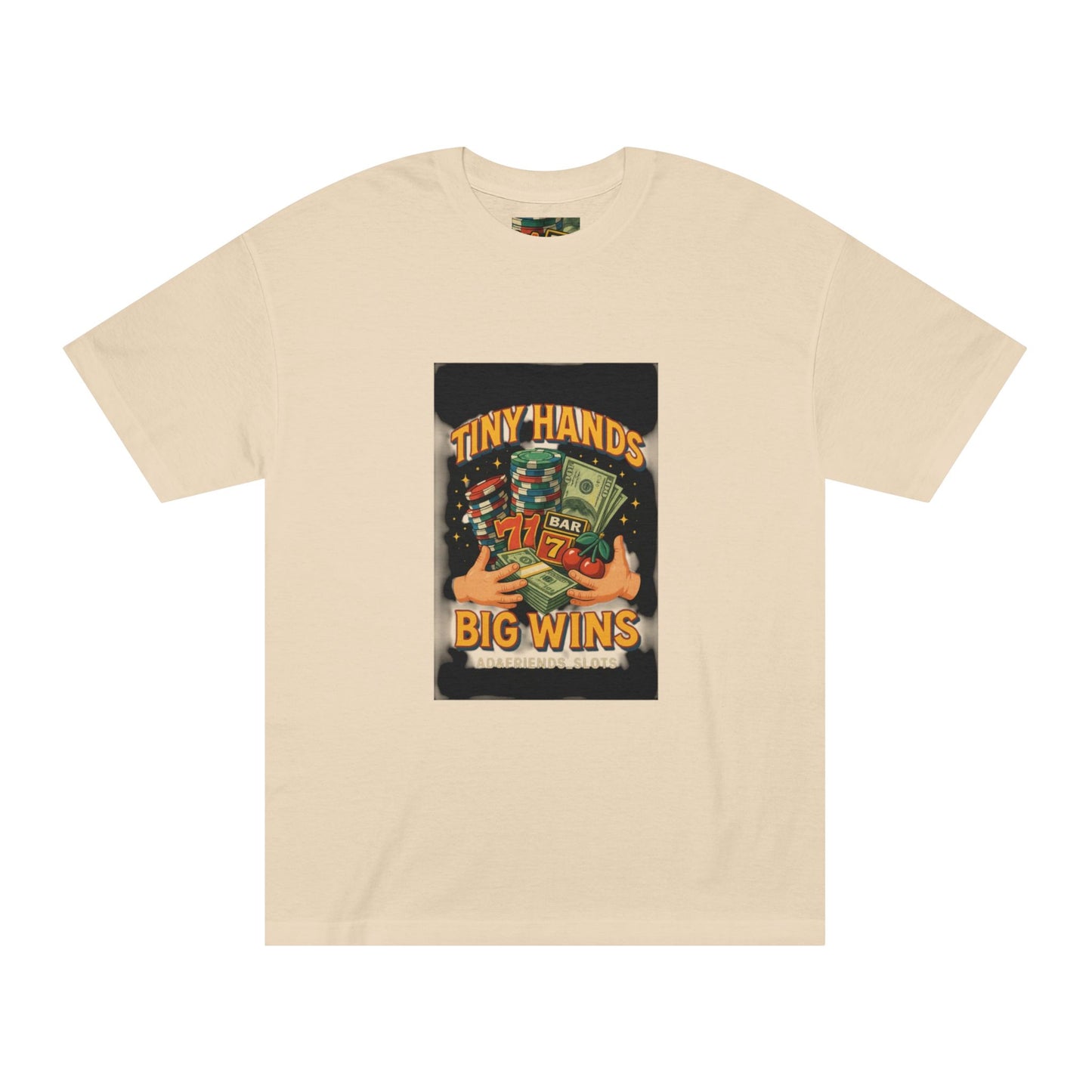 Unisex Classic Tee: Tiny Hands, Big Wins, Fun Gift, Casual Wear, Playful Design, Poker Humor, Gaming Apparel